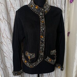 Lisa Nichol Embellished black Women's cardigan
